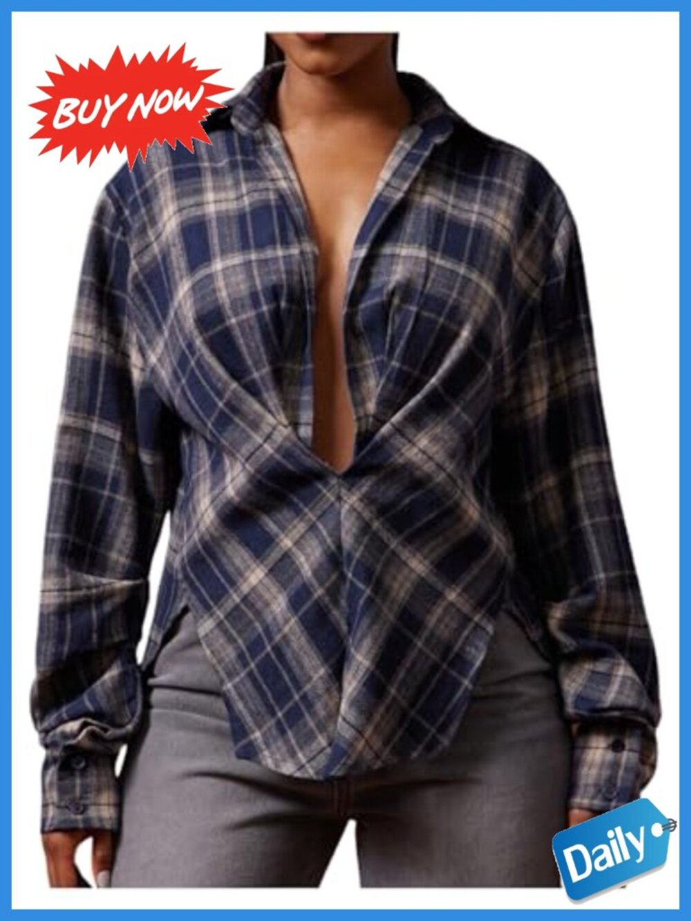 Floerns Women's Plaid Button Down Collared Long Sleeve Shirt Blouse Top